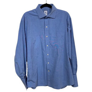 Tommy Hilfiger Ithaca Blue Cotton Dress Shirt, French Cuffs, Large 16.5 in,34-35